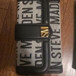 Steve Madden Black and Gray Wallet with Gold Accent